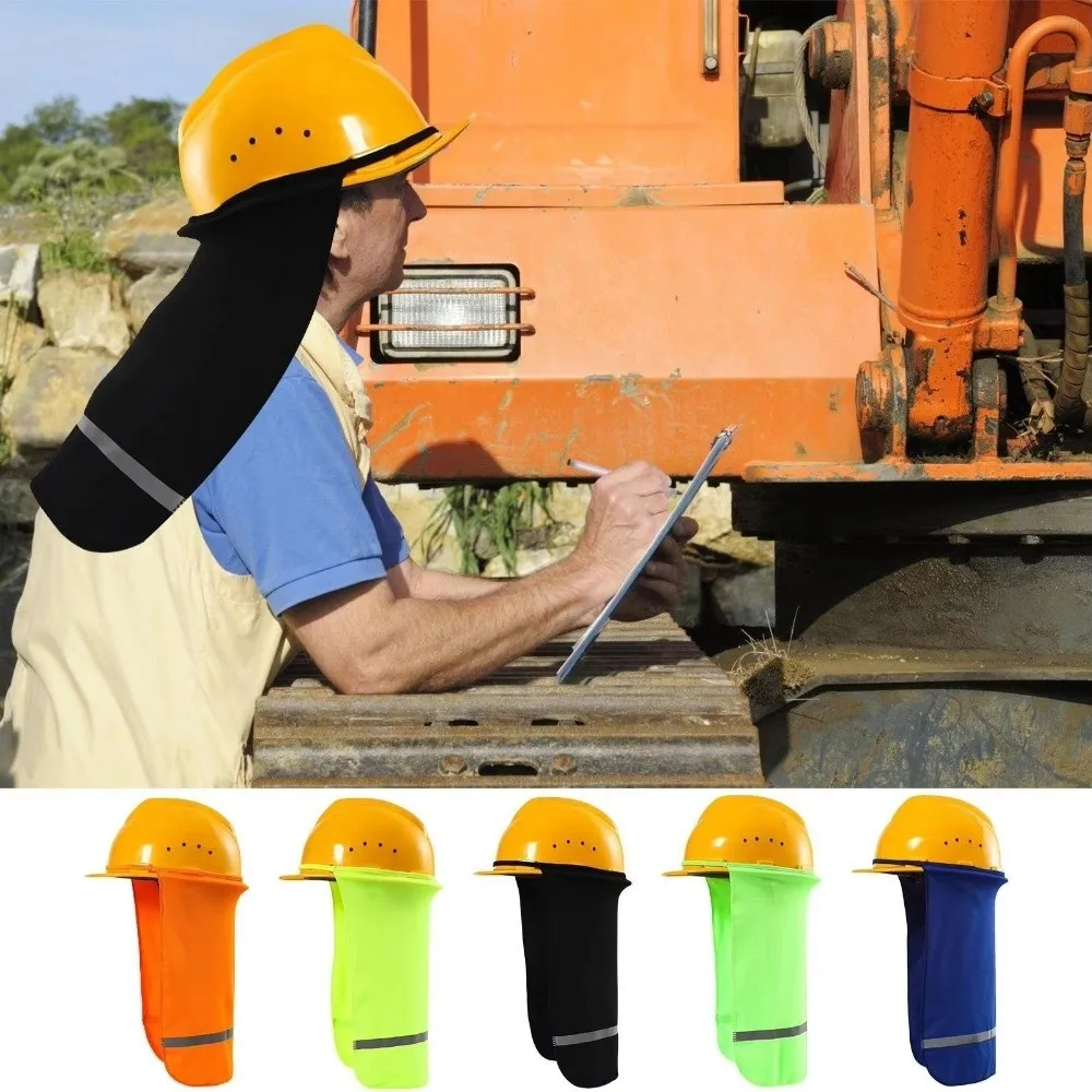 With Reflective Stripe Safety Hat Cap Visor Breathable Summer Sunshade Hard Hat Cover Neck Shield Sun-proof Hard Hat Sun Shade