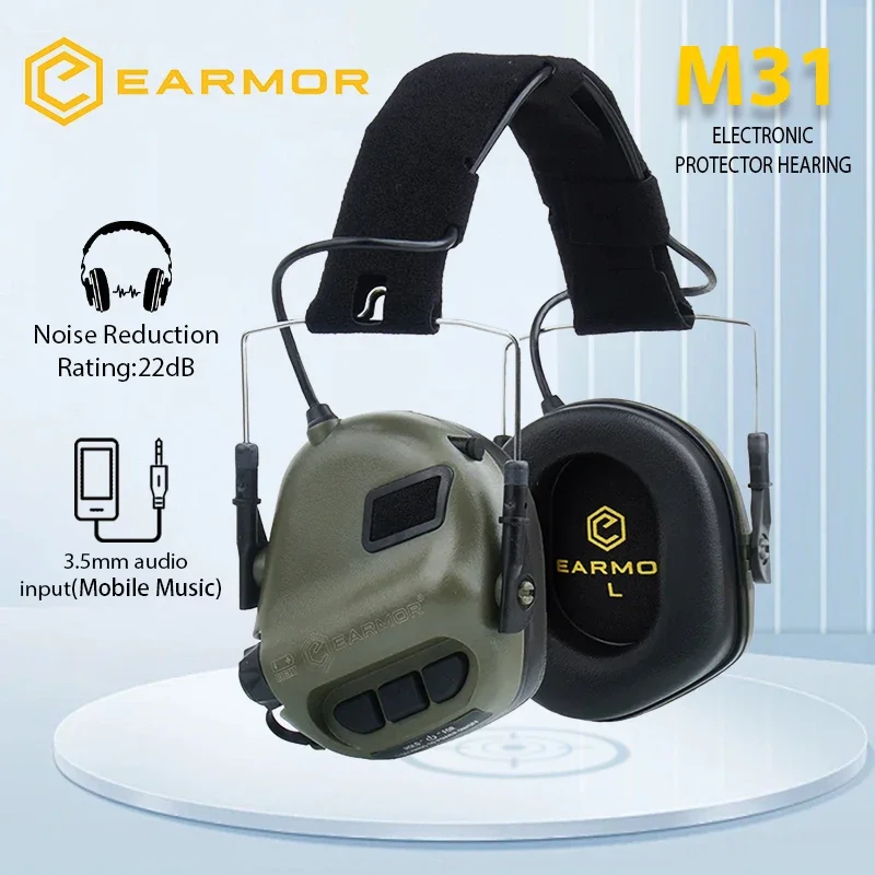 EARMOR M31 MODE4 Electronic Shooting Earmuffs Ear Muffs Safety Tactical Gun Sound Amplification Hearing Protection NRR 22dB