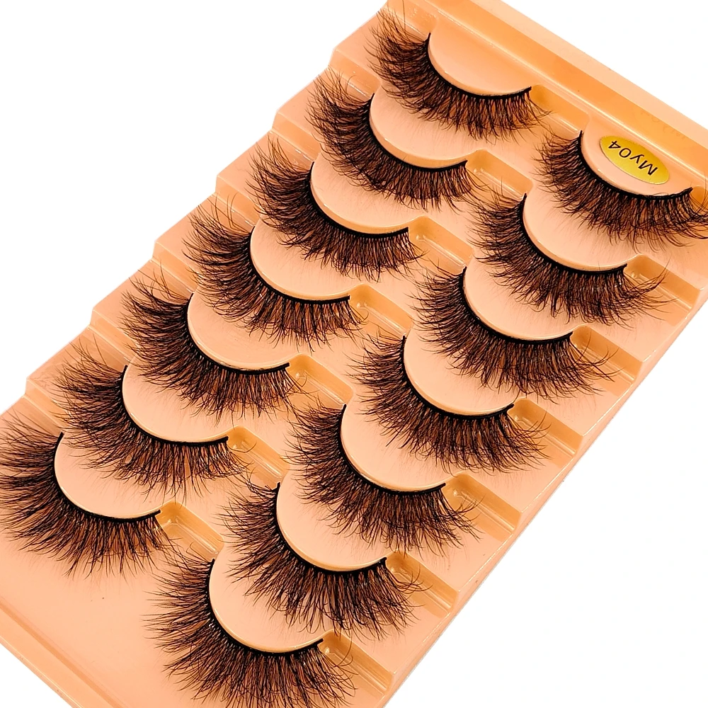 HBZGTLAD-Faux-Cils en Forme d'Œil de Chat, Accessoire de Maquillage, Volume Réutilisable, fissuraminants, Doux, Croisés, Bande Russe, Manga, 7 Paires