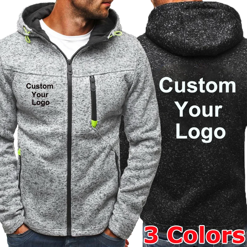 Spring Autumn New Fashion Men Custom Your Logo Zipper Sweatshirts Fitness Sport Hoodies