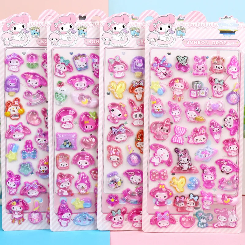 4PCS Anime Sanrio Kuromi Hellokitty Hangyodon Cinnamoroll 3Dtransparante Jelly Sticker Kristal Decoratieve Stickers Casesdiy Speelgoed
