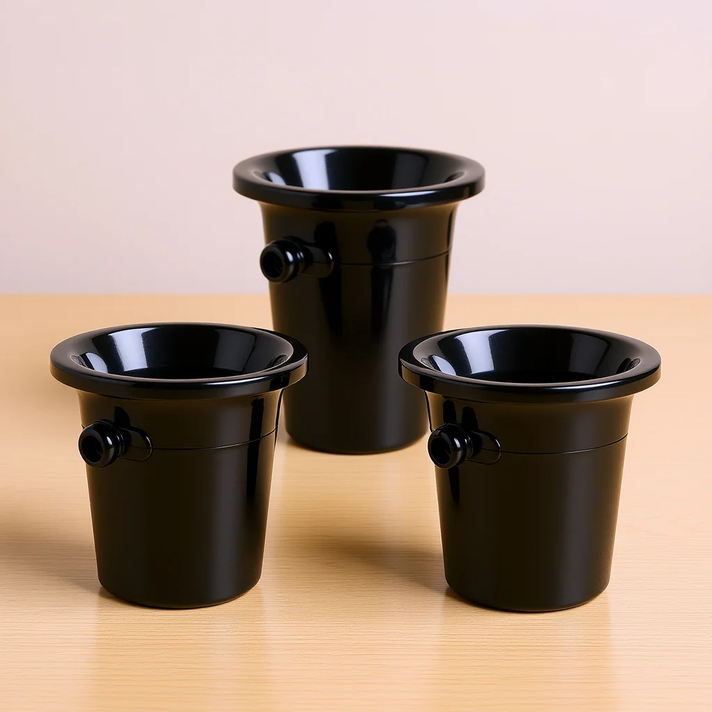 

3Pcs Black Wine Tasting Dump Buckets Round Double Ears Creative Spittoons for Parties Ice Bucket Plastic Ice Bucket