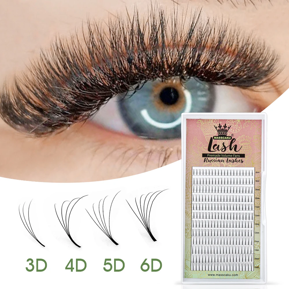 MASSCAKU Lashes Premade Volume Fans 3d/4d/5d/6d Lash Russian Volume Pre made Lash Extension Faux Mink Eyelash Extensions