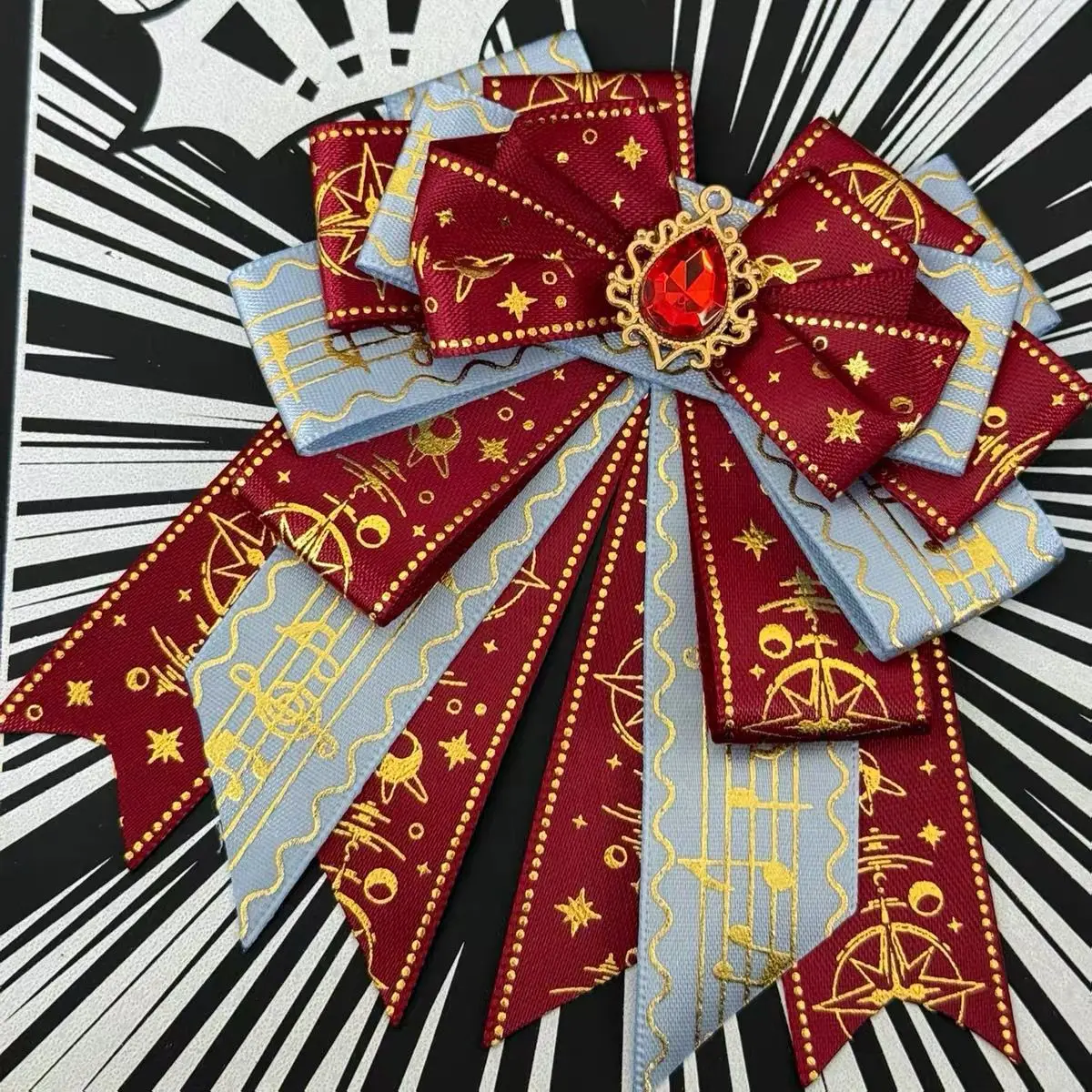 Luxuriöse Strass-Goldfolien-Schmetterlings-Schleife Konzert-Stützstab-Anhänger Alltags-Damenkleid Lolita JK Hemd-Brosche Korsage Requisite – Detail 5