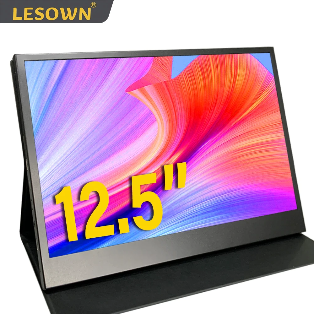 

LESOWN 12.5 inch IPS 1080p Portable Monitor Capacitive Touch Screen Type-C HDMI Wide Screen Secondary Monitor for Smart Phone PC