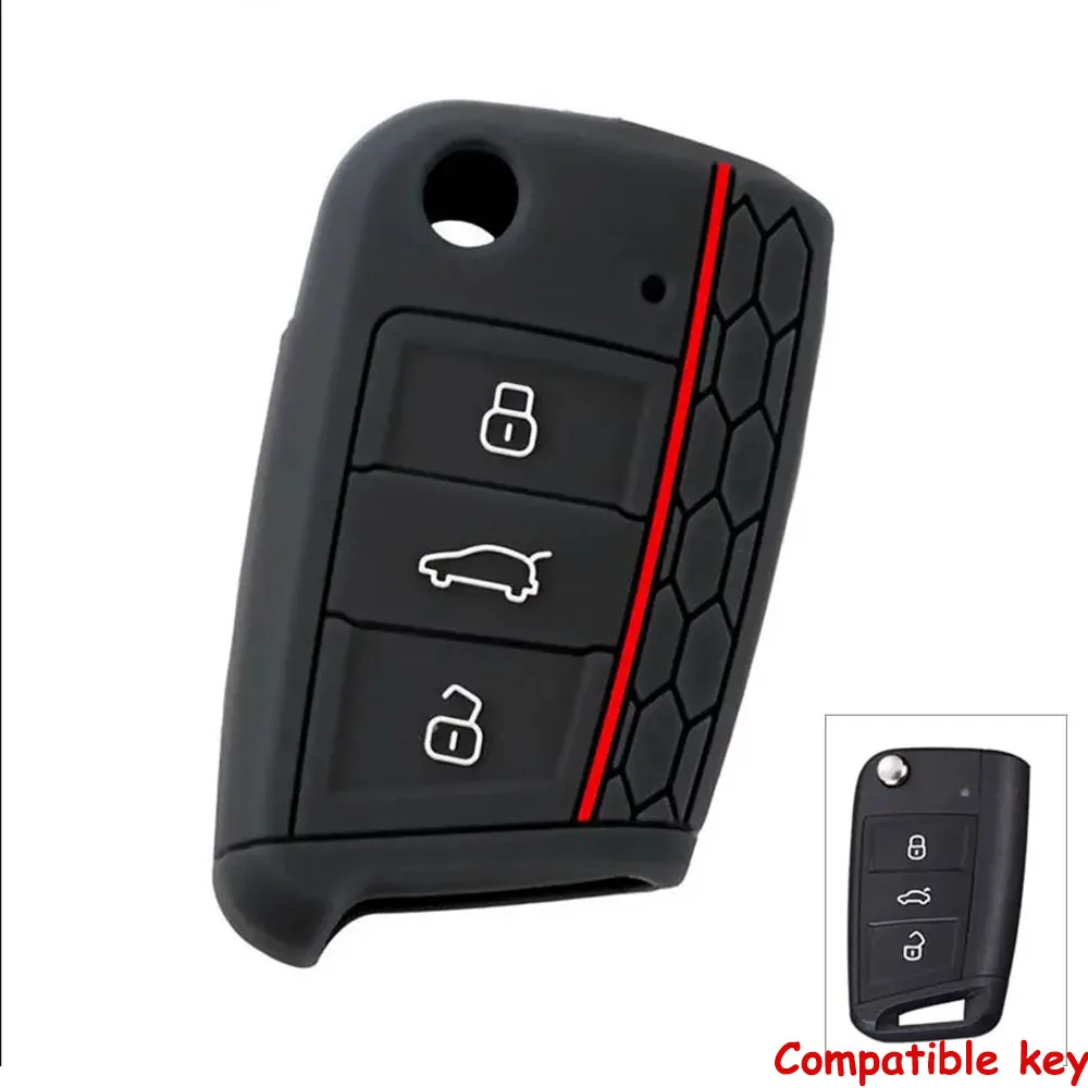 For VOLKSWAGEN VW Golf 7 MK7 VII Tiguan MK2 Polo Skoda Octavia A7 Kodiaq Seat Ateca Leon Silicone Remote Car Key Case Cover