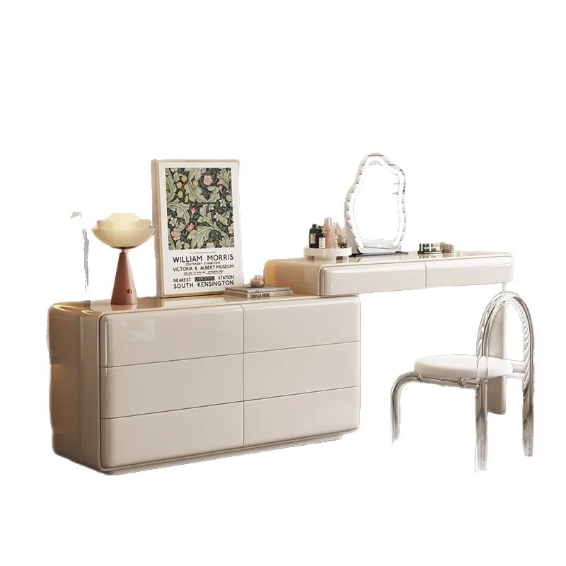 Master bedroom solid wood makeup table storage cabinet bedside chest dresser integrated