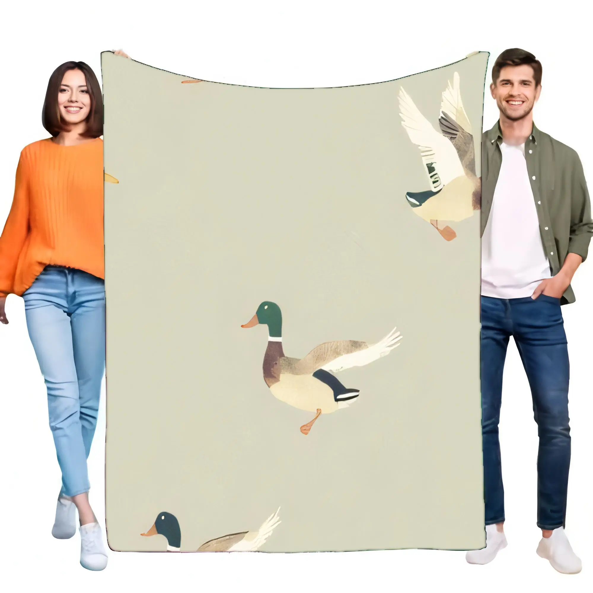 Flanell-Fleece-Überwurfdecke mit Stockenten-Entenmuster, superweich, gemütlich, warm, leicht, für Bett, Sofa, Couch, Heimdekoration, Kinder und Erwachsene G