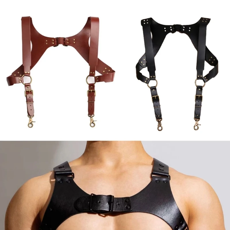 Rock PU เข็มขัดสำหรับชาย Punk เซ็กซี่ Halters Harness บทบาทเล่น HXBA