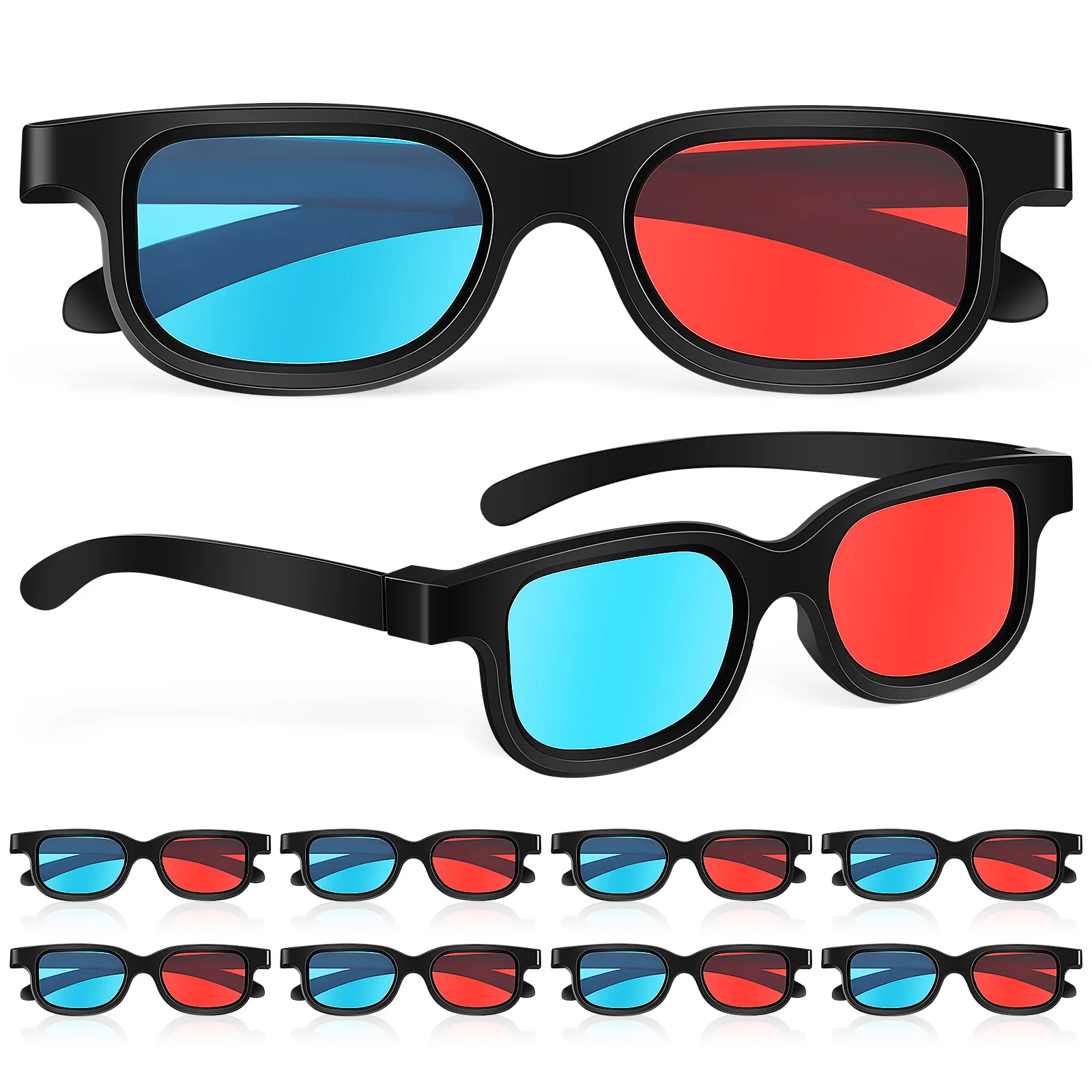 10 Pcs Viewing Glasses Red- Lens 3 Compatible with Ordinary Computer Monitors TVs Theater Screens