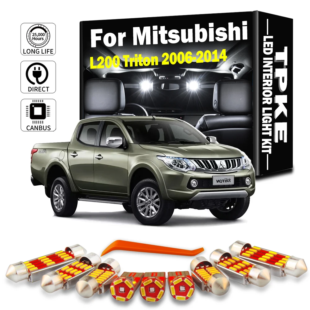 11 adet İç LED Işık Kiti Mitsubishi L200 Triton Strada Sportero Hunter 2006 - 2010 2011 2012 2013 2014 Araba Harita Kubbe Ampul