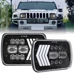 Faro LED Wrangler de 7 pulgadas, 5X7, atenuación cuadrada, 60W, luz de recogida todoterreno, apertura de flecha, amarillo y blanco