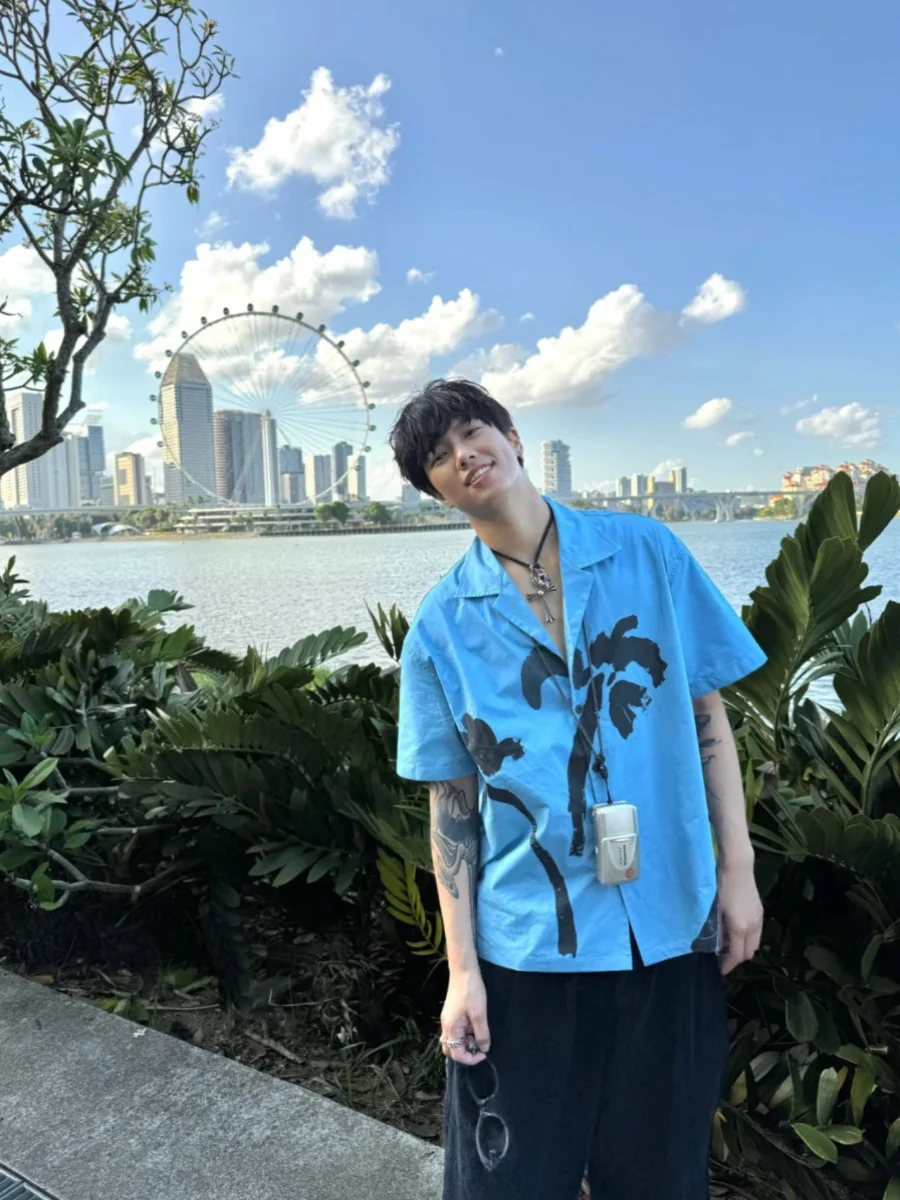 Casual Cuban Collar Island Date Blue Short Sleeve Men's Shirt Summer Fashion Lazy Style Print Holiday Casual Loose Fit Shirt