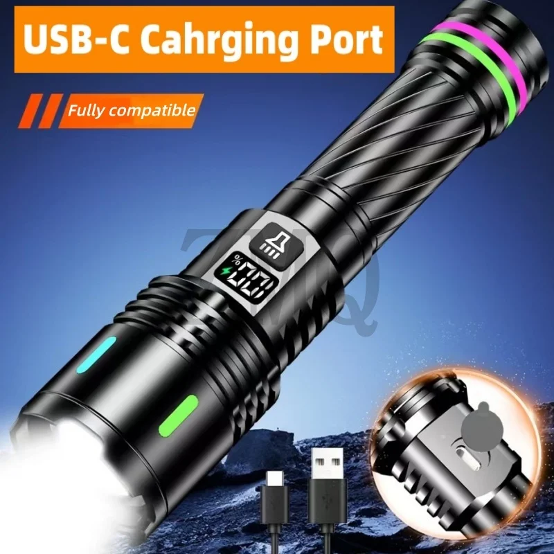 

Мощный светодиодный фонарик с USB-зарядкой, портативный ручной фонарь, яркий свет, для дома, дальнего действия, для патрулирования, безопасности, кемпинга