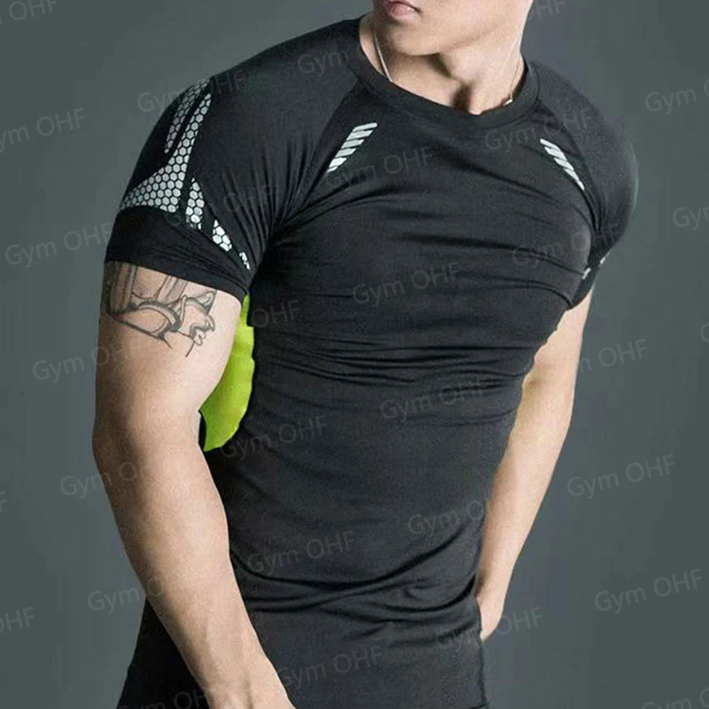 Kompression T Shirt Mann Quick Dry Lauf Gym Fitness Enge Sportswear Sommer Atmungsaktive Spinne Kurzarm T Shirt Männer 2099 – Detail 38