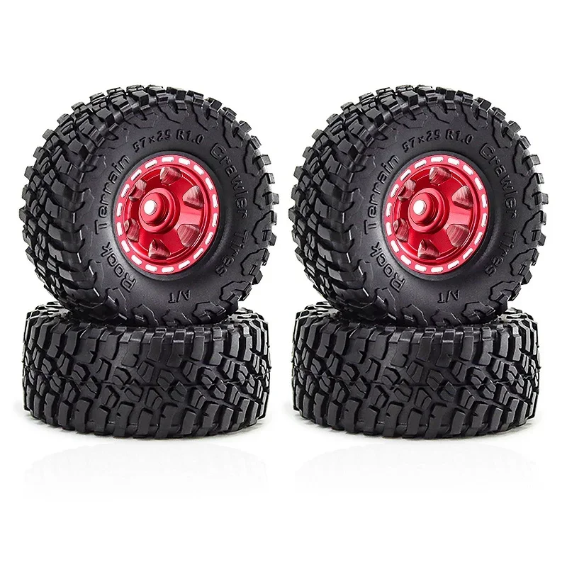 4 pçs 57mm 1.0 "metal beadlock roda pneu conjunto para 1/18 1/24 rc rastreador carro trx4m scx24 ax24 fcx24 atualizar peças acessórios