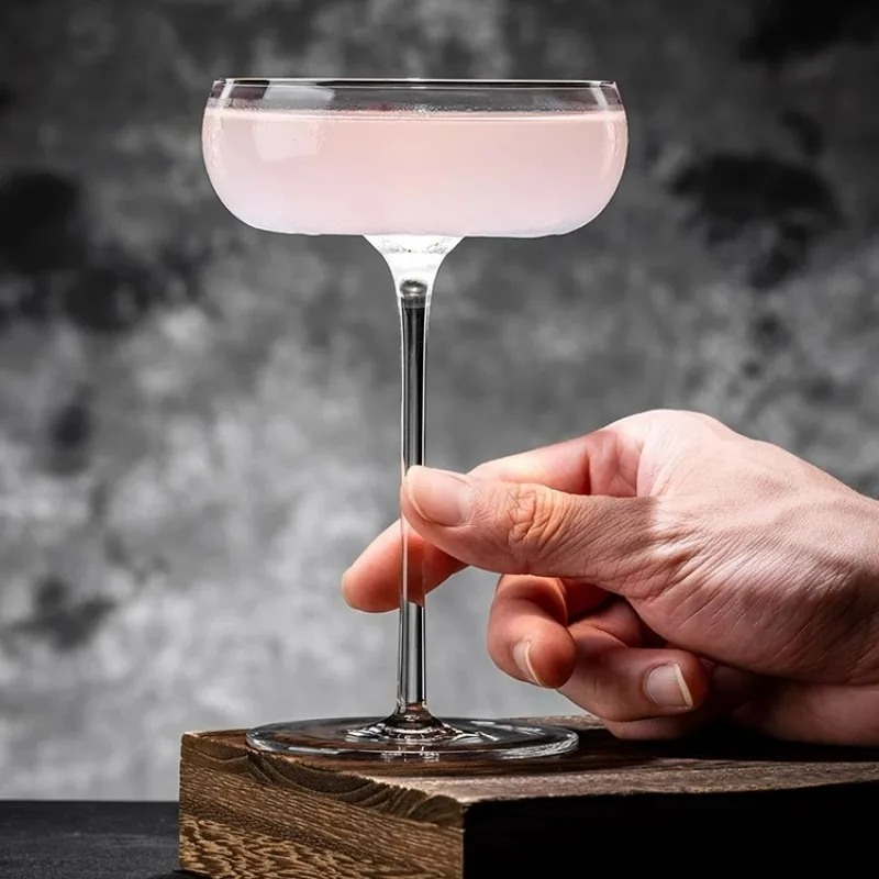 2Pcs Big Belly Cocktail Glasses Cups Transparent Champagne Glass Goblet Martini Glass Cup Creative Concave Bottom Tower Cups
