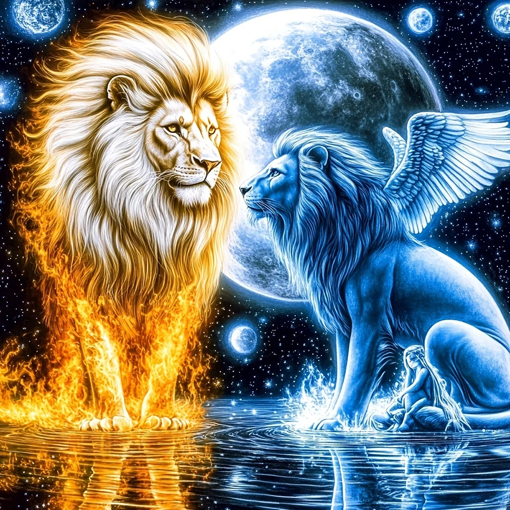 

EverShine DIY 5D Diamond Painting Lion Mosaic Moon Full Square Round Drill Embroidery Animal Crafts For Adults Home Decoration