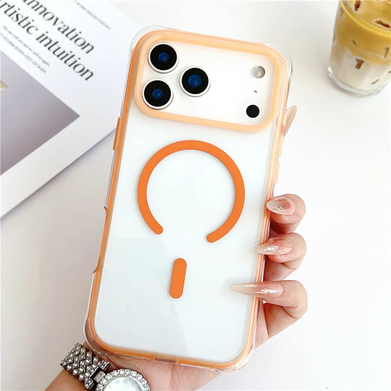 

Transparent Airbag Shockproof Magnetic Phone Case For iPhone 16 Pro Max 16 15 Pro Wireless Charging Anti-fall Protective Cover