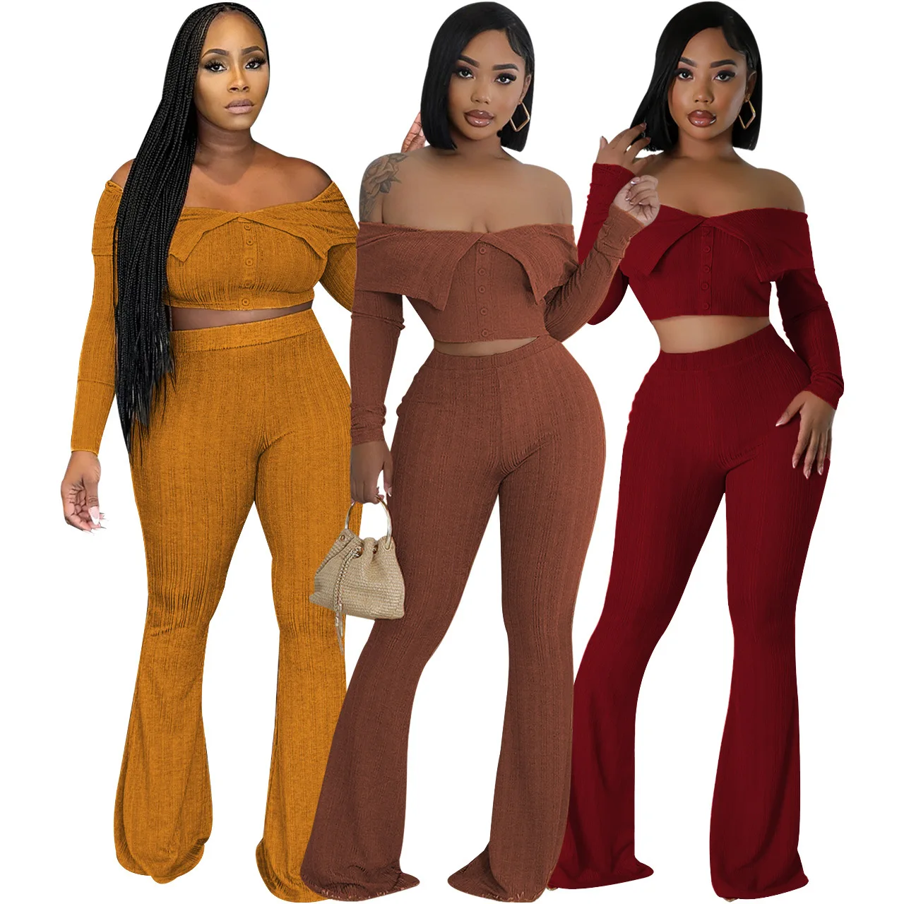 

Women's Two-piece Solid Color Elegant Lover's Pants Set Top Long Wide Leg Pants Set 2025 Summer