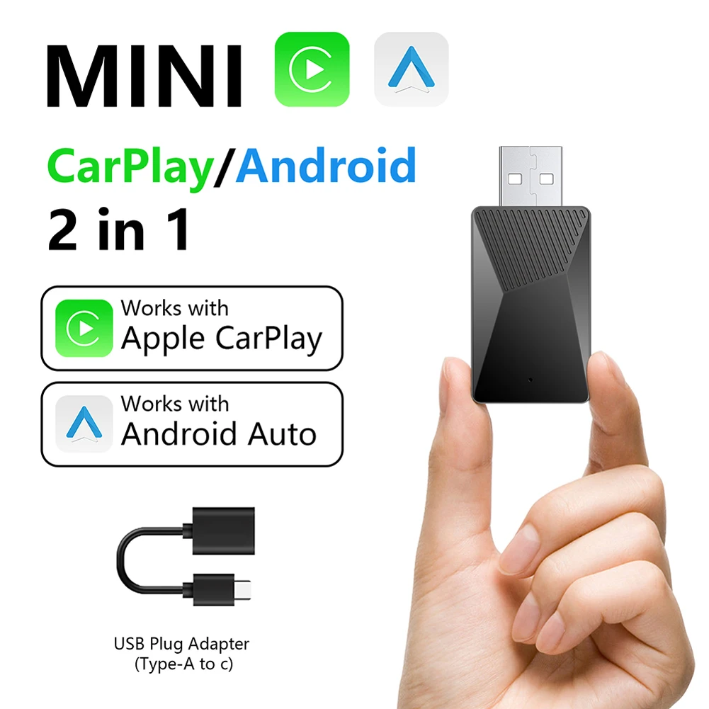 Carplay cablato a wireless e Android Auto AI Box USB Plug and Play Adattatore wireless per auto con CarPlay cablato OEM Android Auto