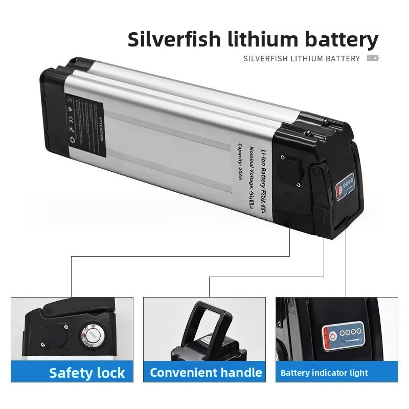 New 36V 10Ah Silver Fish Li-Ion Battery for Electric Vehicle Energy Storag Portable Electric Bicycle Battery Mobile Power Supply