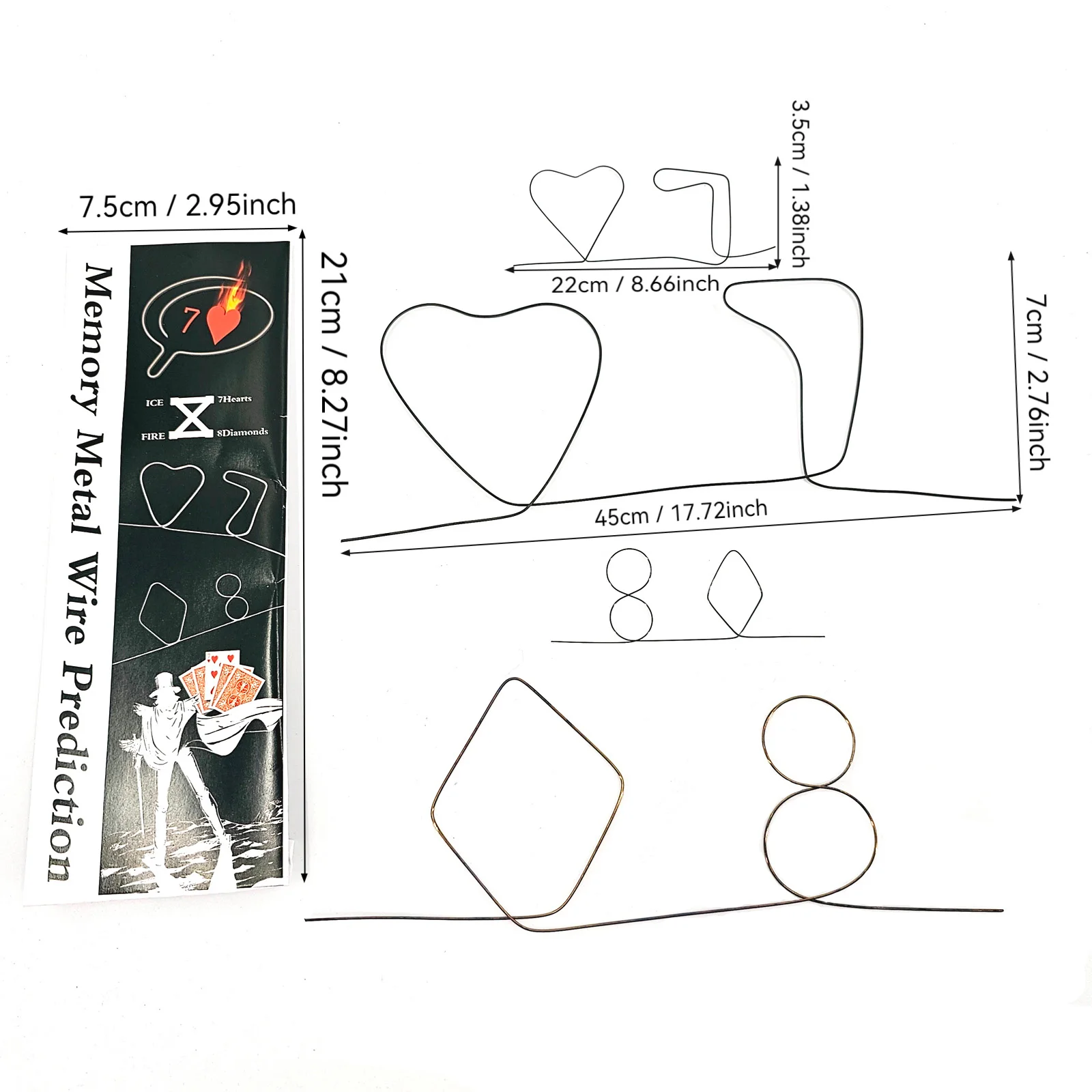 Big Size Mentalism Prediction with Memory Wire - Heat Recovers to Heart 7 Spade 8 Card Shape for Close Up Street Performance