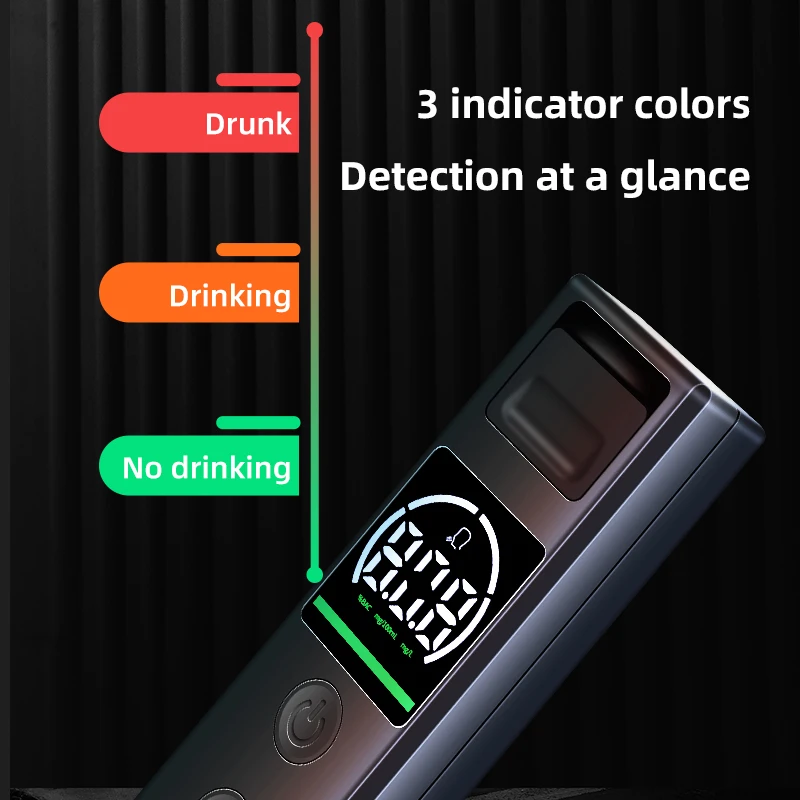 OEM ODM ポータブル高感度飲酒検知器 HD ディスプレイ非接触 Type-C 充電内蔵リチウム電池アルコールテスター