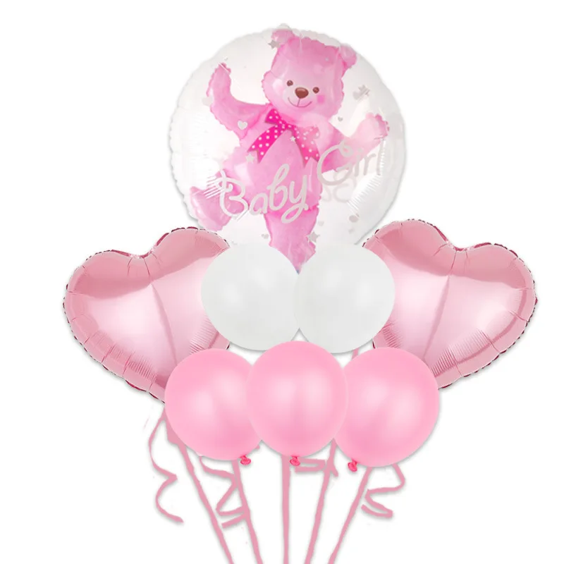 4D trasparente Baby Shower Boy Girl Bear Bubble Ball Kids 1st Birthday Party Blue Pink Helium Balloon Gender Reveal Decoration