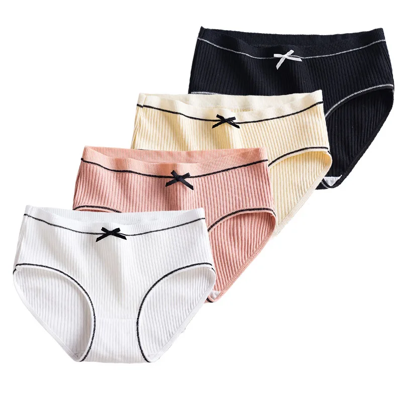 4 Pcs/Lot Pregnant Women's Panties Breathable Pregnancy Underwear Bow Tie Maternity Briefs Middle Waist Organic Cotton Intimates