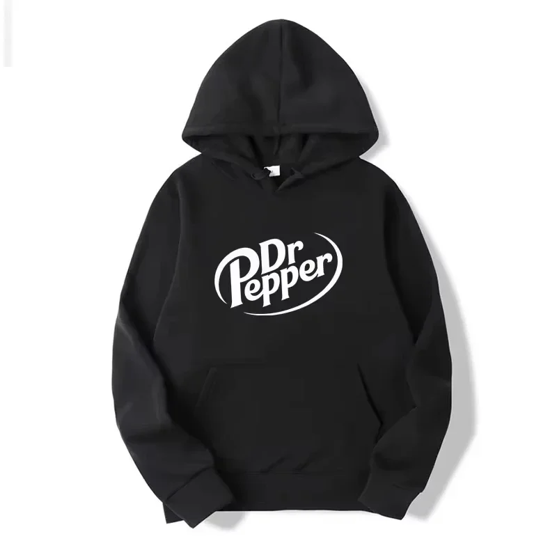 

2026 Autumn Warm Dr Pepper Letter Printed Hoodies Street Men Fashion Fleece Sweatshirts Casual Pullover Tops Fashion Tre