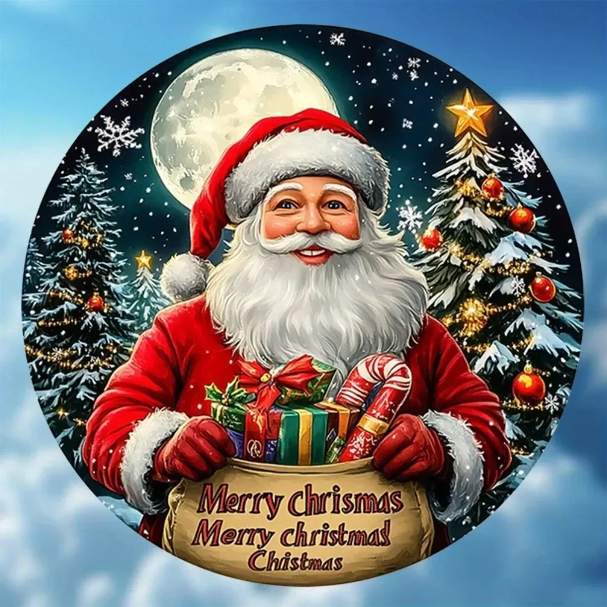 1 قطعة علامة عيد ميلاد سعيد عتيقة -2D تصميم سانتا الكلاسيكي ، ديكور جدار المنزل في نادي مقهى النوم ، هدية مثالية لتزيين الغرفة