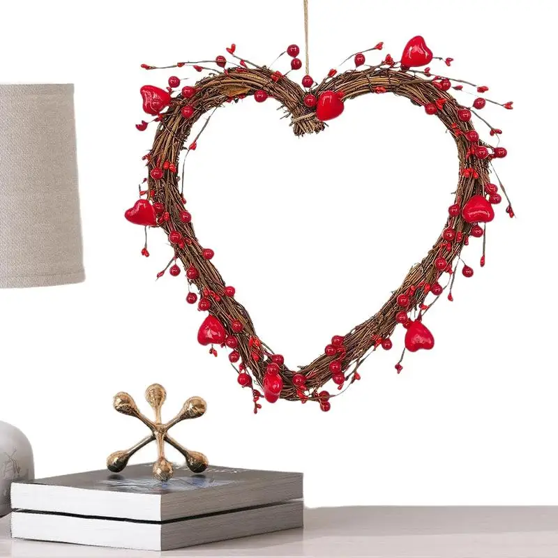 

Front Door Wreath For Valentines Day Heart Shaped Wreath Red Berries 11.8in Front Door Decor Valentines Door Wreath For