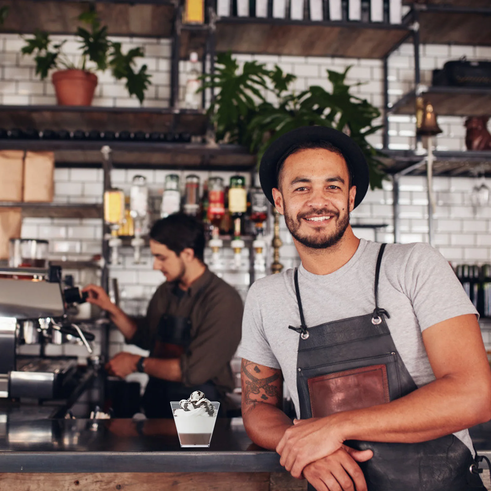 

100Pcs 60ml Clear Dessert Cups Hard Plastic Food Grade Antileak Portion Cups for Ice Cream Chocolate Mousse Bar Hotel