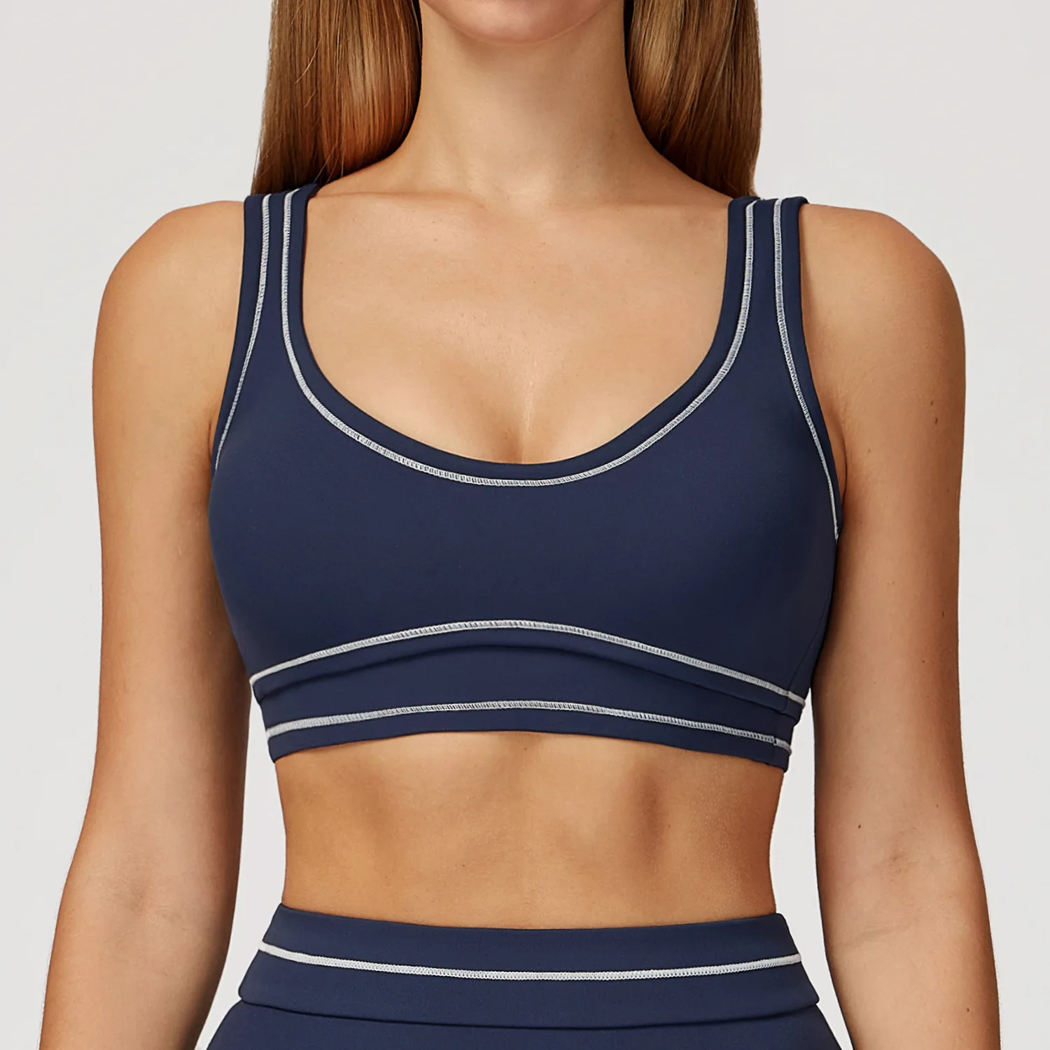 

High-End U-Back Yoga Bra With Contrast Color & Brushed Fabric - Breathable Sports Bra For Running, Gym, Yoga Comfortable XL
