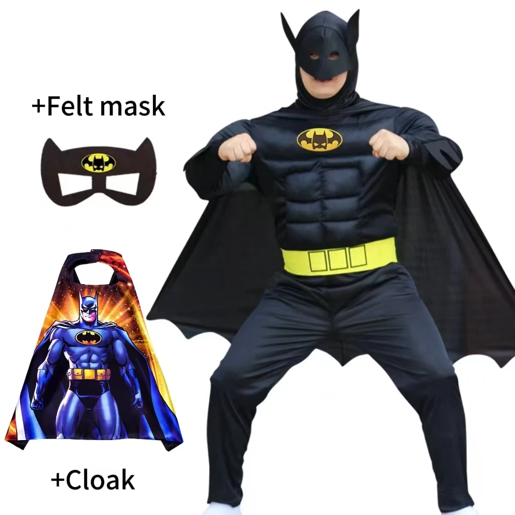 فستان مناسبات الحفلات للبالغين من B a t man مع قناع عباءة مكون من 3 قطع لعرض الشكل