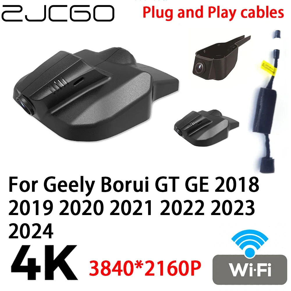 

ZJCGO 4K 2160P Автомобильный видеорегистратор Видеорегистратор Plug and Play для Geely Borui GT GE 2018 2019 2020 2021 2022 2023 2024