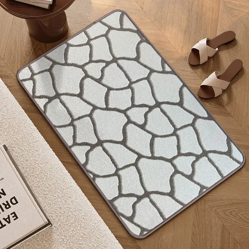 VIKAMA Minimalist Texture Floor Mat Non Slip Geometric Stone Pattern Doormat Decor Rug Bathroom Entryway Home Garden Porch Patio