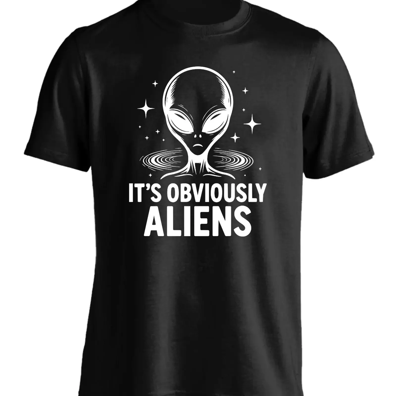 It's Obviously Aliens T Shirt Ancient Alien UFO Space Funny  vintage Washed graphic Breathable Top For Everyday Wear Stretched