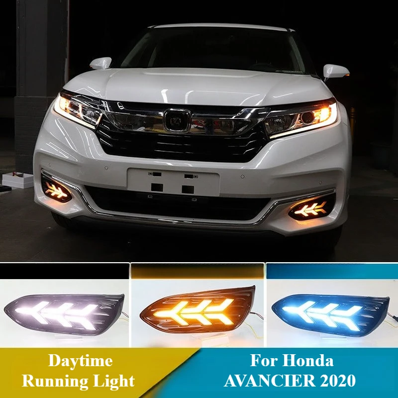 

For Honda AVANCIER 2020 Car Led Daytime Running Light Dymanic Turn Signal DRL Front Bumper Fog Lamp Night Blue 12V Daylight