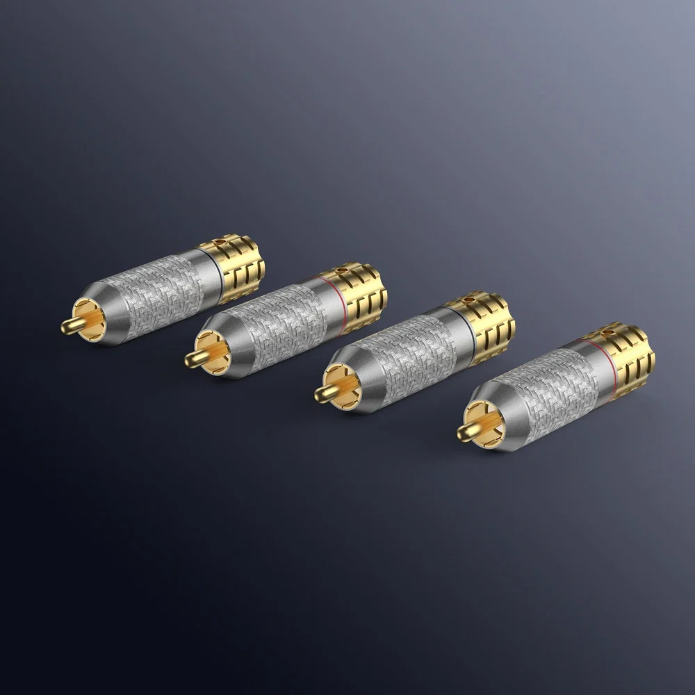 4 قطعة Viborg VR108G النحاس النقي 24K مطلية بالذهب ألياف الكربون RCA نسخة غير لحام مسامير قفل