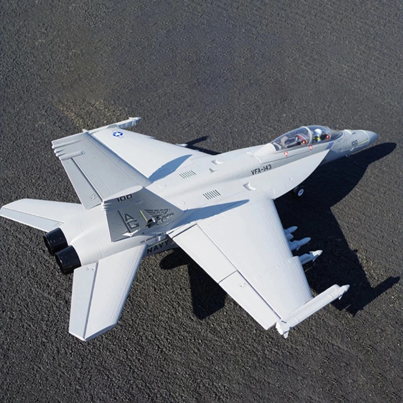 FMSRC RC Airplane 70mm F18 F/A-18F Super Hornet V2 Ducted Fan EDF Jet Scale Model Plane Aircraft PNP 6S 6CH with Retracts Flaps