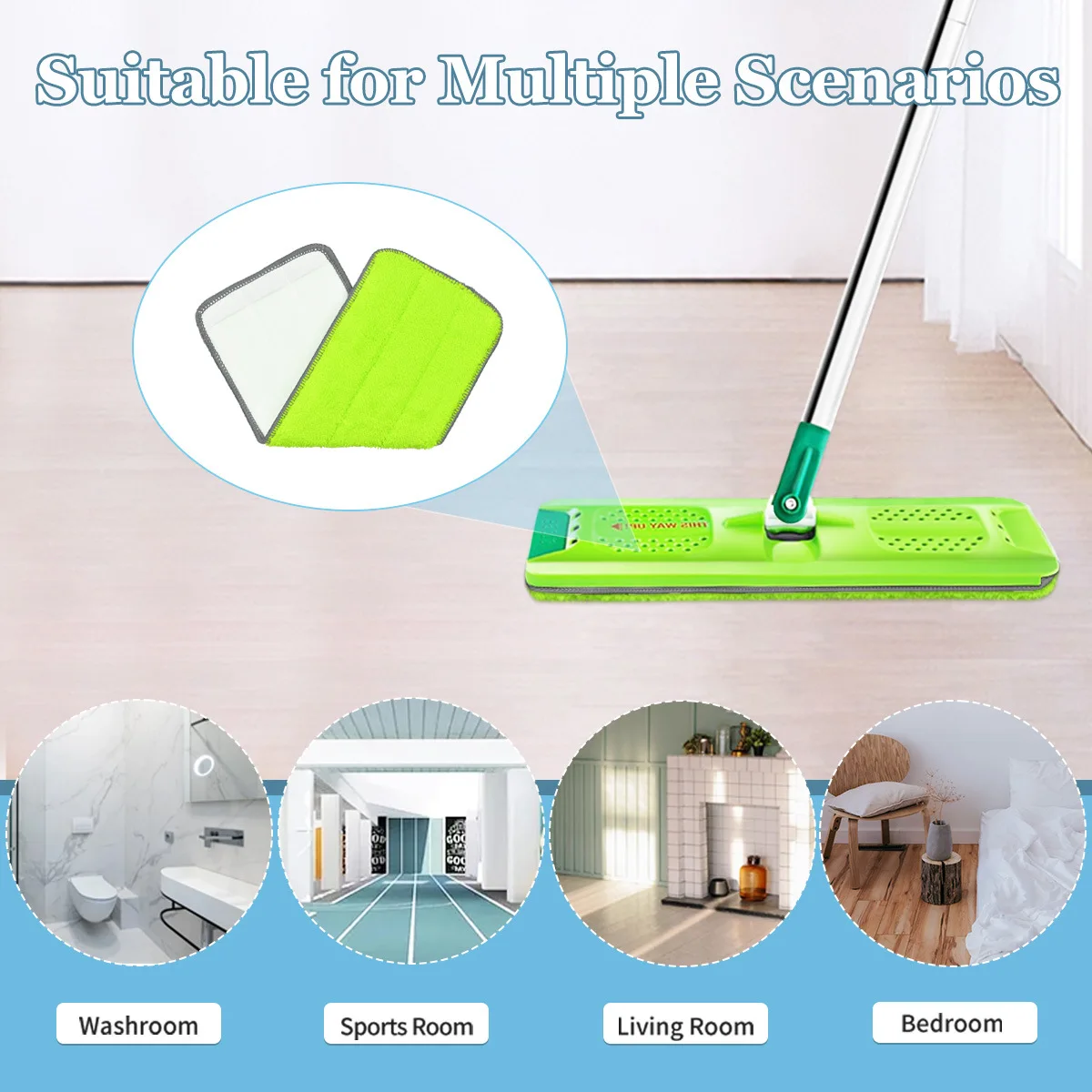 Mop Pads for Libman Rinse 'n Wring Mop Microfiber Cloth Refills Reusable Flat Replacement Heads Pad image 4