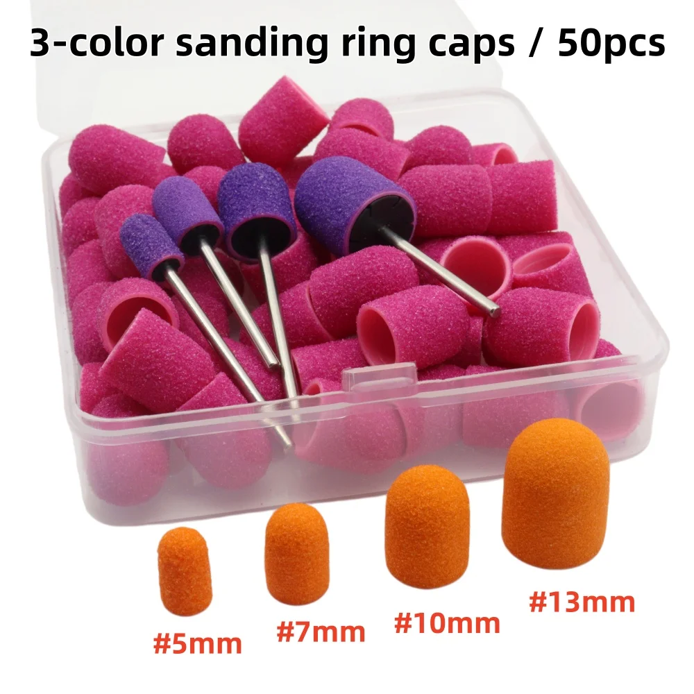 50-teiliges Nagelbohrer-Schleifkappen-Set mit Dorn – 4 Größen (5mm-13mm) für Maniküre, Pediküre, Hornhautentferner & Nagelpolierer – Detail 7