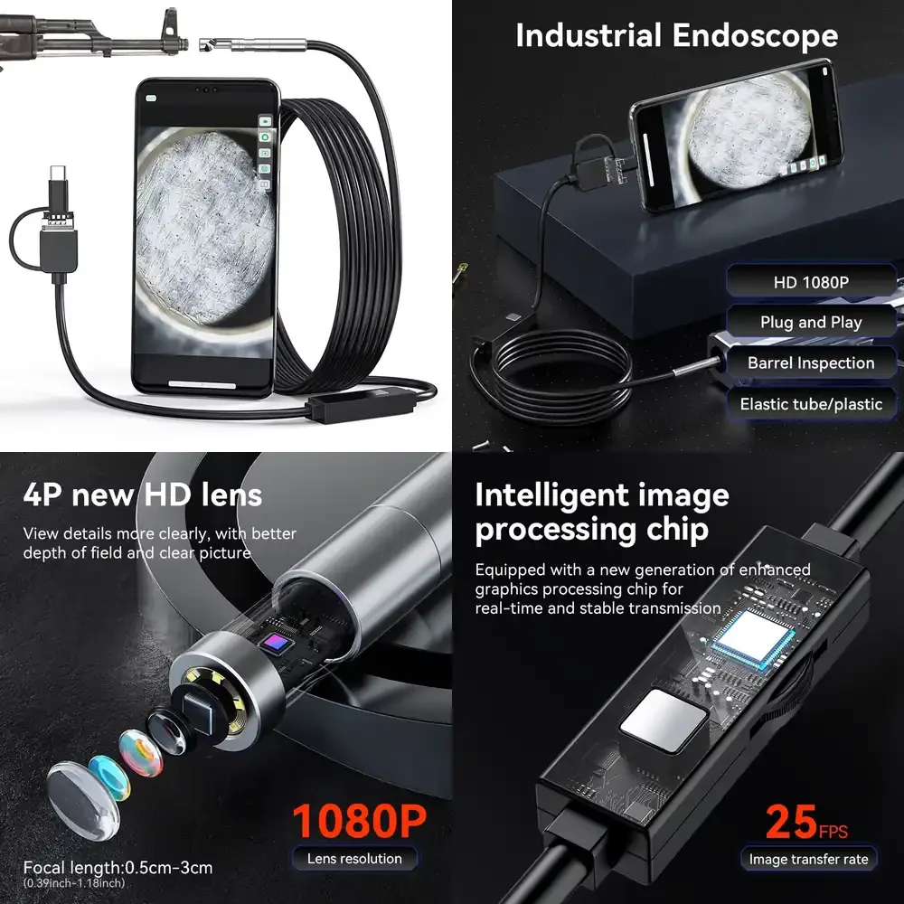 

Portable Mini Repair Tools Snake Mobile Borescope 1080P Video IP67 Waterproof 6LED 3-in-1 USB Industrial Pipe Sewer