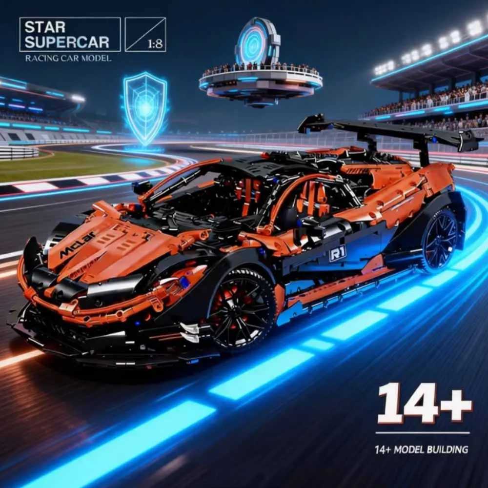 

MOC 91104 High-Tech 3316pcs Maikalun P1 Super Sports Car Black Orange JIESTAR Racing Moc Modular Building Blocks Model Kid Toy