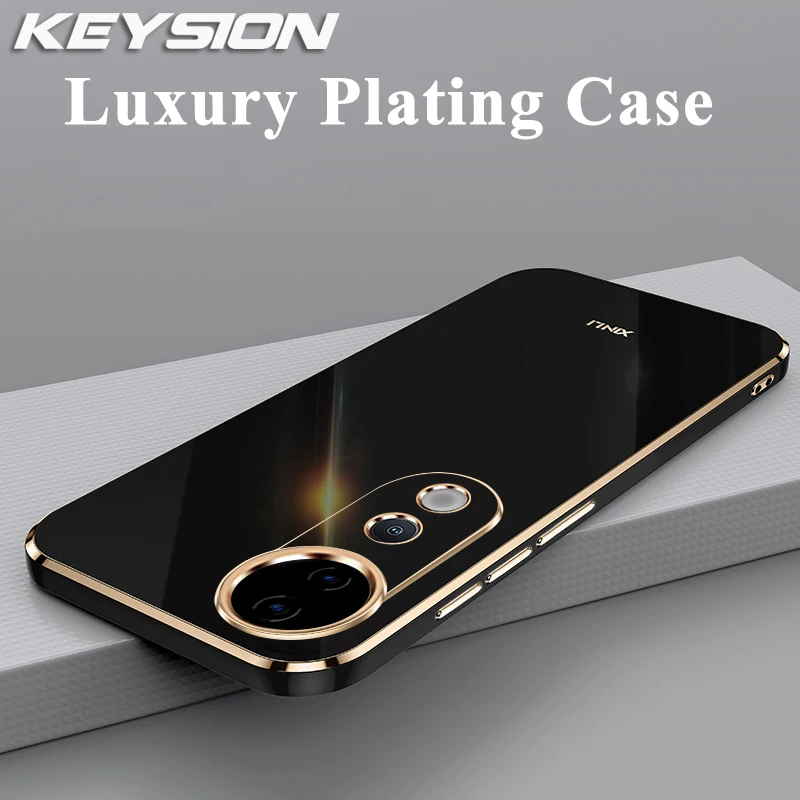 KEYSION Luxury Plating Case for VIVO V40 5G V40 Pro 5G Soft TPU Silicone Square Shockproof Phone Back Cover for VIVO V40 Pro 5G