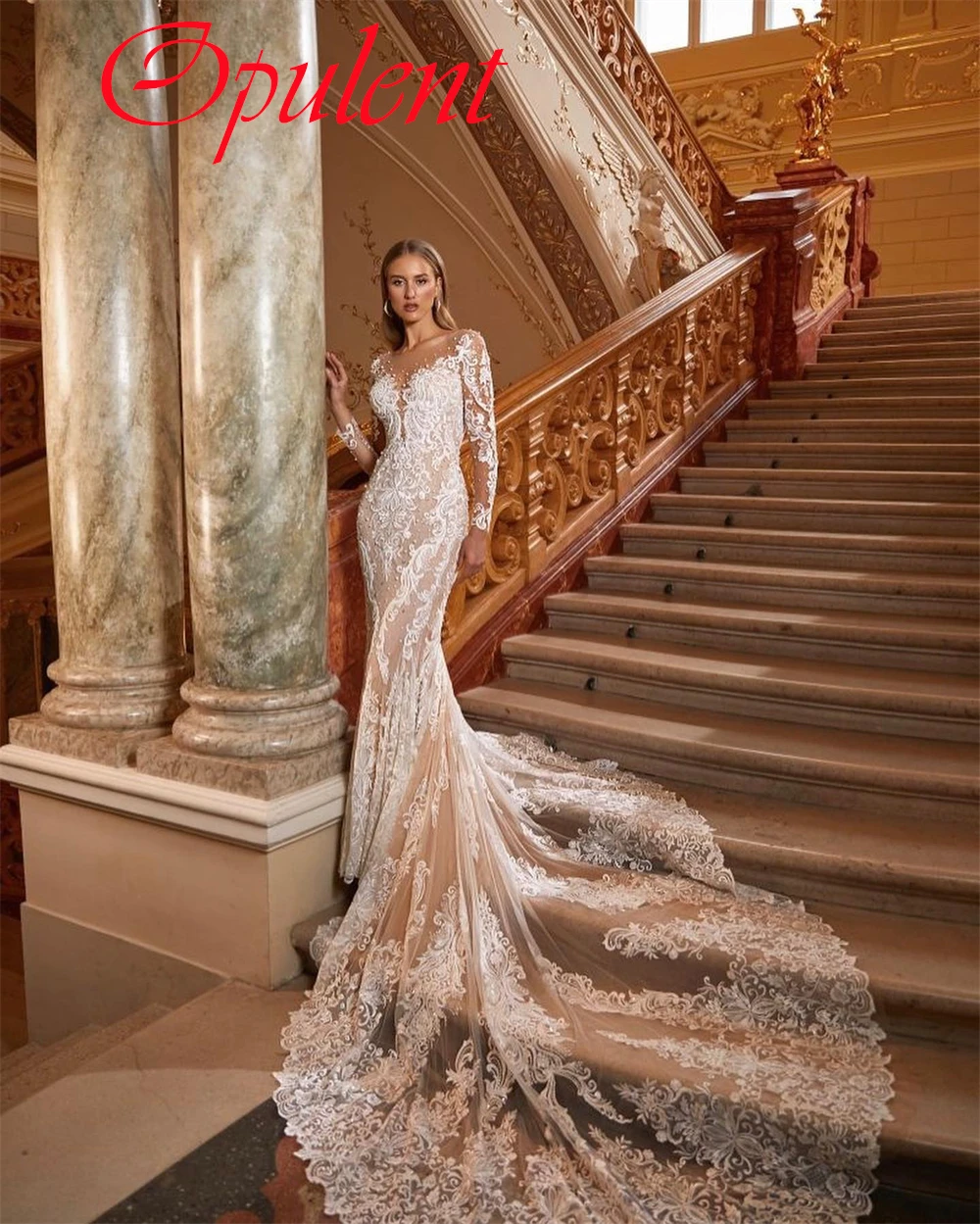 Maßgeschneidertes exquisites weißes Organza-Hochzeitskleid, zarter V-Ausschnitt mit langen Ärmeln, Brautparty, einfache Meerjungfrau, Vestido De Novia