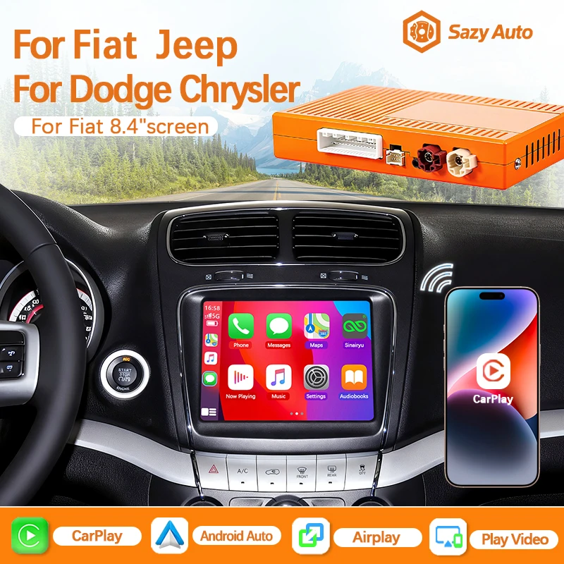 

Sinairyu Wireless Apple CarPlay for Fiat Freemont 500 500X GRande Punto Panda 8.4'' Mirroring Android Auto AirPlay Retrofit Box
