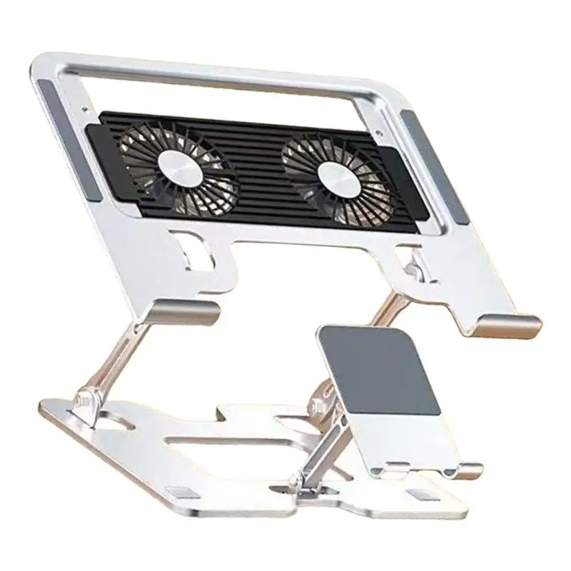652F Carbon Steel 2 in 1 Cooling Stand for Laptop Phone Adjustable Ergonomic Laptop Bracket Foldable Notebook Computer Holder